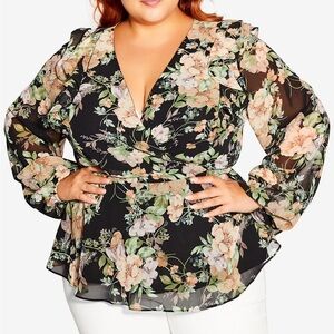 City Chic Ruby Floral Long Sleeve Top